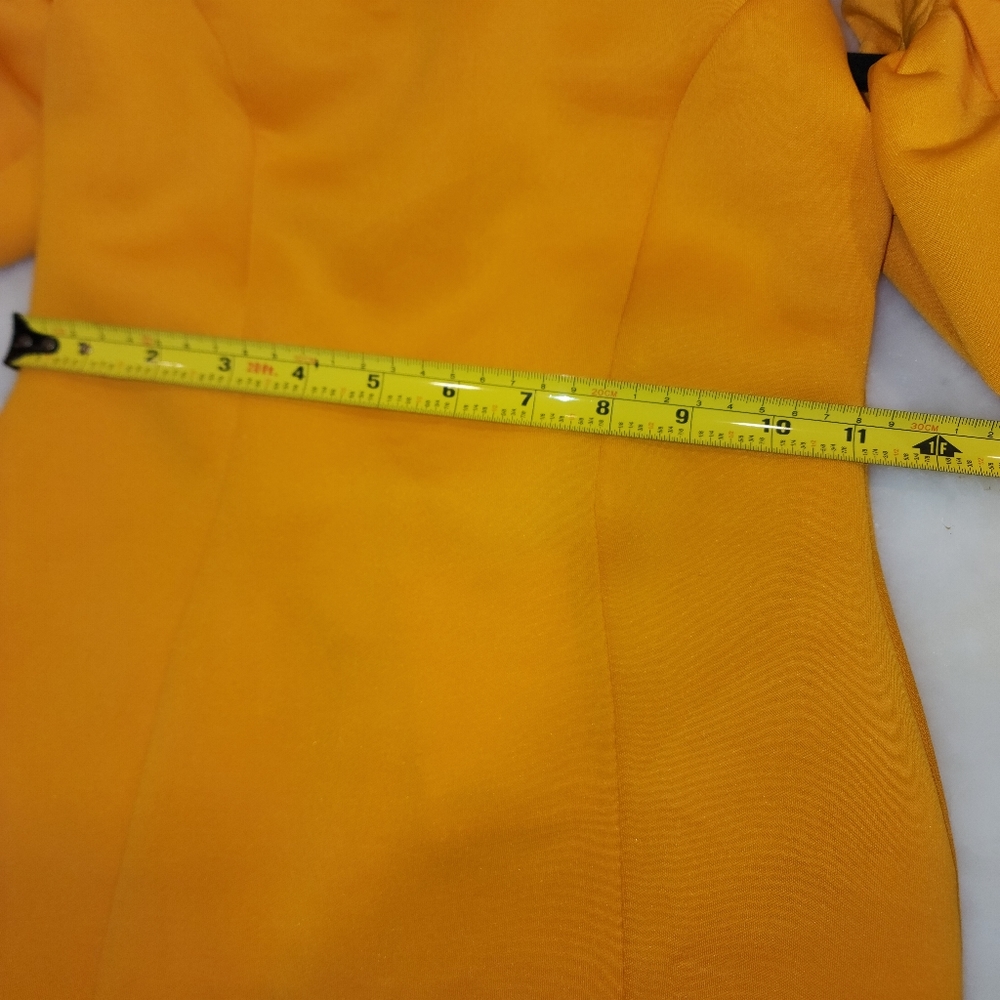 NWT ASOS Design Puff Sleeve Asymmetric midi dress, Size 4, Orange - Picture 7 of 7